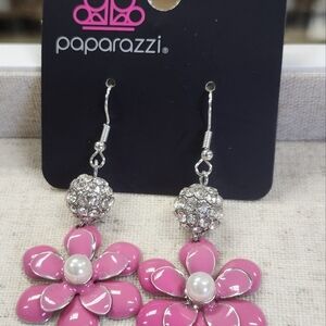 Paparazzi Pink Flower Earrings